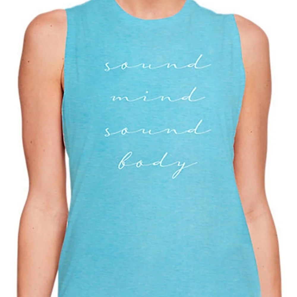 Asics Light Blue Muscle Tee with White Script